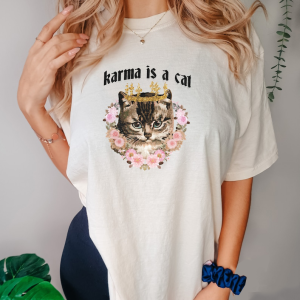 Karma Is A Cat Shirt, Comfort Color Cat Shirt, Midnights Album Shirt, Cat Lover Shirt, Music Lover Gift, Track List Shirt