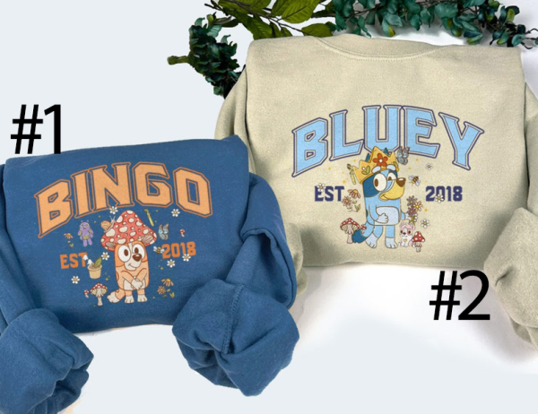 Bluey and Bingo Sweatshirt, Y2k Trending Sweatshirt, Crewneck Sweater, Valentine Gift, Bluey Shirt, Cartoon, Couple Shirt