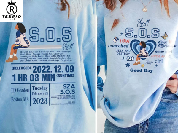 Sza S O S Tour 2023 Trendy Shirt, Sza Sos Full Tracklist Tee Tops Unisex Hoodie, Hot Trending Music Item