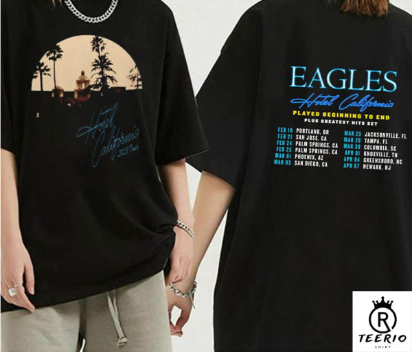 The Eagles Hotel California Tour 2023 T-Shirt Sweatshirt, Eagles Concert, Music Tour Shirt, Rock Tour 2023, Fan Gift