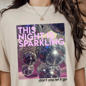 This Night Is Sparkling Shirt, Bejeweled Short Sleeve Crewneck