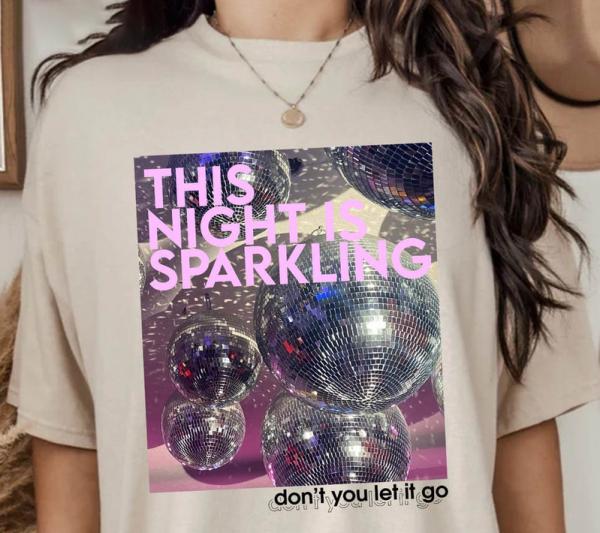 This Night Is Sparkling Shirt, Bejeweled Short Sleeve Crewneck