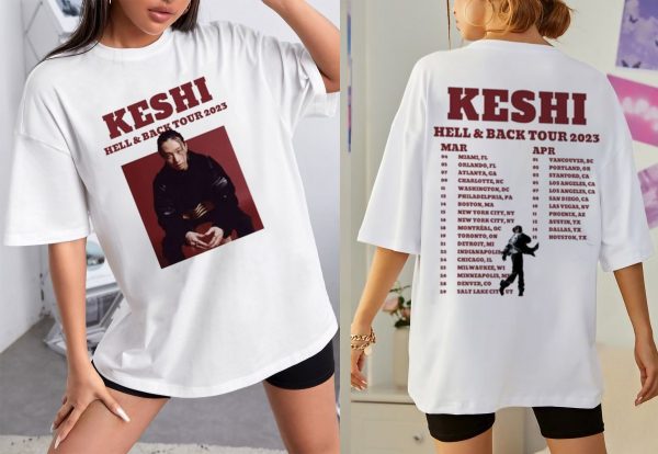 Keshi World Tour 2023 2 Side Shirt Hell Back Sweater T-Shirt Hoodie, Fan Gift, Hot Trending Music Item