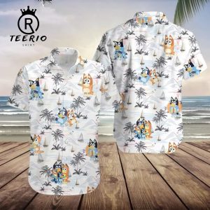 “Bluey Beach Hawaii Shirts, Summer Shirt, Hawaiian Shirt, Bluey Hawaiian Shirt, Bluey Birthday, Kids Hawaiian Shirt, Funny Bluey Shirt “