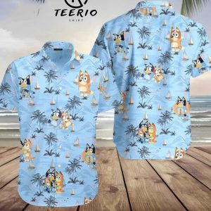 Bluey Beach Hawaii Shirts, Summer Shirt, Hawaiian Shirt, Bluey Hawaiian Shirt, Bluey Birthday, Kids Hawaiian Shirt, Funny Bluey Shirt