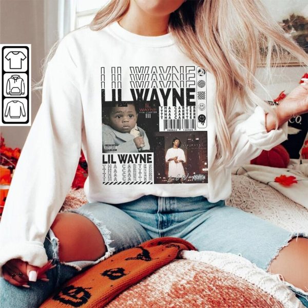 Lil Wayne Rap Shirt, Lil Wayne Merch Sweatshirt Retro Y2K Vintage Bootleg Lil Wayne Album Tha Carter Graphic Tee Rap 90s Hiphop