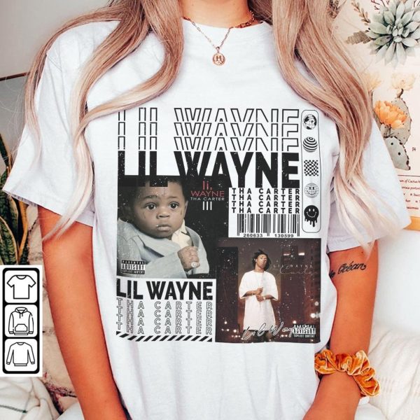 Lil Wayne Rap Shirt, Lil Wayne Merch Sweatshirt Retro Y2K Vintage Bootleg Lil Wayne Album Tha Carter Graphic Tee Rap 90s Hiphop