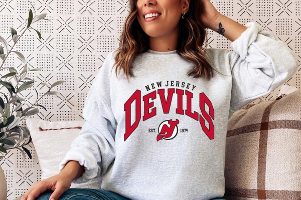 New Jersey Devils Sweatshirt, NJ Hockey Shirt, Vintage Ice Hockey Tee, Jersey Devils Hoodie, 2022–23 New Jersey Devils, New Jersey Unisex