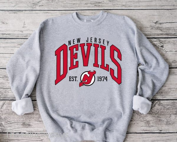 New Jersey Devils Sweatshirt, NJ Hockey Shirt, Vintage Ice Hockey Tee, Jersey Devils Hoodie, 2022–23 New Jersey Devils, New Jersey Unisex