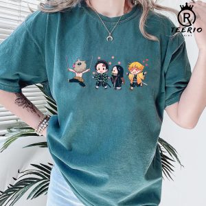 Tanjiro Inosuke Nezuko and Zenitsu T-Shirt, Anime Chibi Unisex T-Shirt, Manga Streetwear, Anime Shirt, Anime Design For Shirt