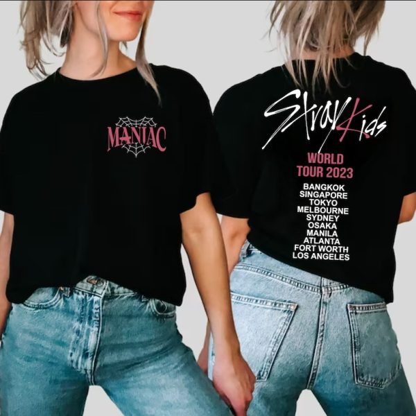 Stray Kids World Tour 2023 T-shirt, Maniac Kpop Concert Fan Made, Stray Kids Replay Shirt, Stray Kids Album Shirt