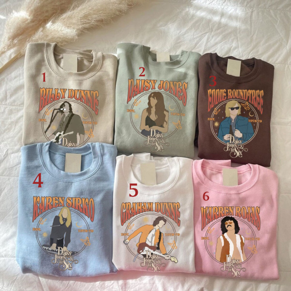 Vintage Daisy Jones & The Six Characters Shirt, The Aurora World Tour Merch Shirt, Jenkins Reid Shirt, Billy Dunn, Aurora World Tour Shirt