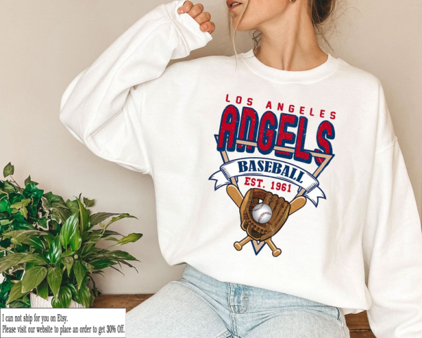 Los Angeles Baseball Crewneck Sweatshirt, Vintage Los Angeles Baseball Shirt, Los Angeles MLB Shirt, Baseball Fan Gift,Los Angeles Fan Shirt