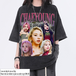 Chaeyoung Twice KPOP Vintage Washed Shirt,Twice Korean Group Homage Graphic Unisex T-Shirt, Kpop Music Retro 90’s Fans Tee Gift