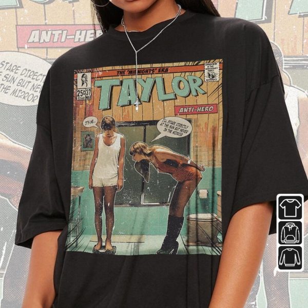 Taylor Comic Shirt, Art Taylors Music Sweatshirt 1, Retro Vintage Anti-Hero Sing Taylor Eras Tour 2023 Graphic Tee Music Comic Book Art