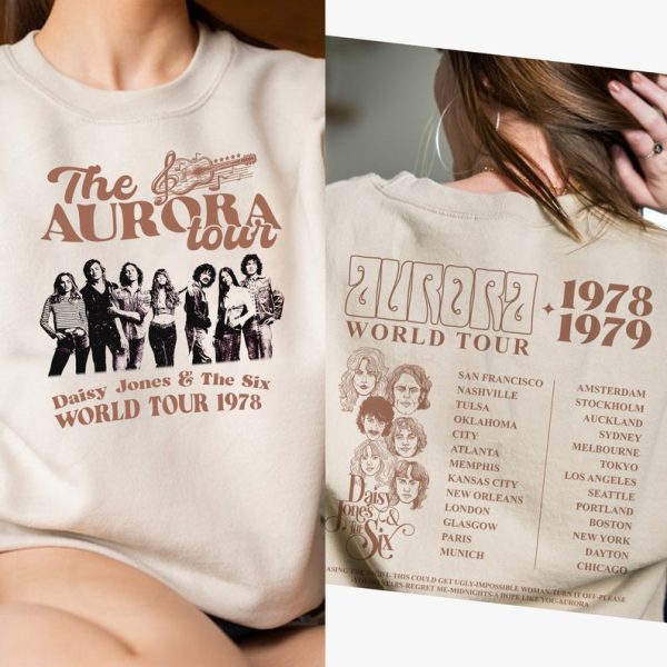 2 Sides Vintage Daisy Jones And The Six T-Shirt, The Aurora World Tour Unisex T-Shirt, Music Tour T-Shirt, Vintage Singer Shirt