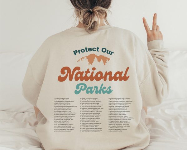 63 National Parks Shirt, Crewneck Sweatshirt, US National Parks, Outdoorsy Gift, Women’s Graphic Sweatshirt