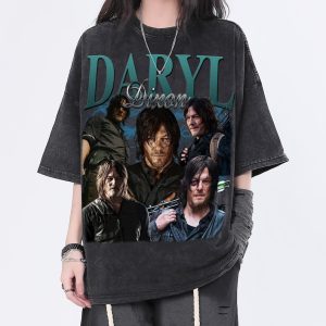 Daryl Dixon Vintage Washed Shirt, Actor Homage Graphic Unisex T-Shirt, Bootleg Retro 90’s Fans Tee Gift