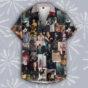 HARRY STYLES Button Up Shirt, Retro Hawaiian T-Shirt, Harry Fans Gift, Tribute Celebrity Tee, Homage All Over Print