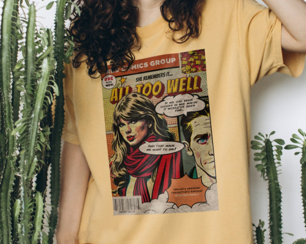 all too well vintage comic taylor swift inspired red era t-shirt, the eras tour 2023 merch, gift for swifties