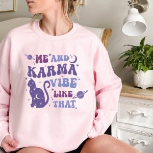 Me and Karma Vibe Like That T-shirt, Swift Fan Shirt, Funny Birthday Gift, Midnights Album, Groovy Karma Is A Cat Sweatshirt, Concert Merch,