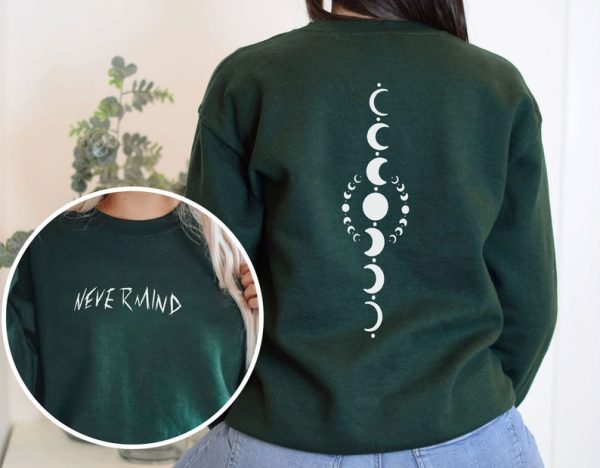 Nevermind Sweatshirt, Park Jimin Tattoo Sweatshirt, Nevermind and Moon Phases Sweatshirt, Yoongi Intro Nevermind Sweatshirt.