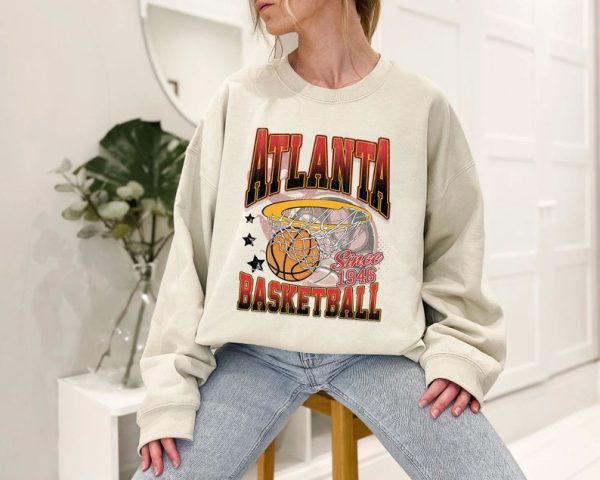 Vintage Atlanta Basketball Sweatshirt, Retro Atlanta Basketball Crewneck Sweatshirt, Basketball Fan Shirt, Nba Shirt, Nba Fan Shirt