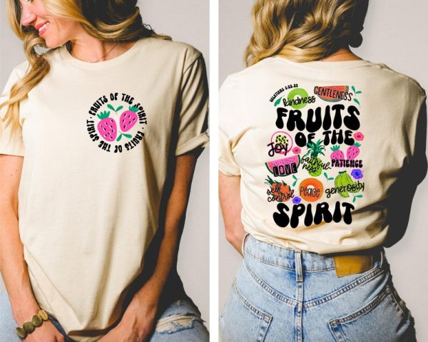 Fruit of the Spirit Shirt, Trendy Front And Back, Spiritual Shirt, Christian Aesthetic Shirt, Christian Women, Scripture Tee