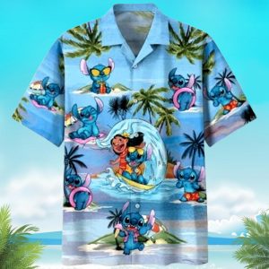 Lilo and Stitch Hawaiian Shirt, Summer Time Tropical Aloha Shirt