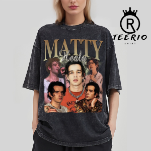 Matty Healy Vintage Washed T-Shirt,Pop Rock Band Homage Graphic Unisex Long Sleeve, Bootleg Retro 90’s Fans Hoodie