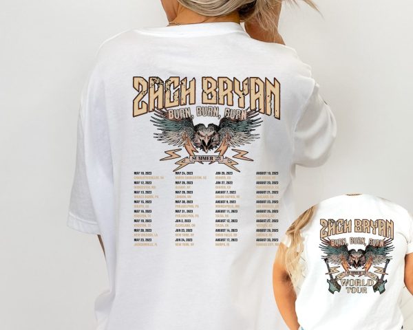 Zach Bryan Vintage Shirt, Zach Bryan World Tour Graphic Tee, Unisex Zach Bryan shirt, Country Music, Zach Bryan Concert Merch,burn burn burn