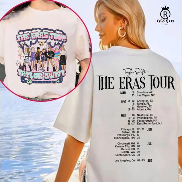 Taylor’s Swiftie Merch, The Eras Tour 2023 Sweatshirt, The Eras Tour Vintage 2 Side Shirt With Tour Places