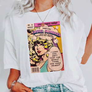 Cruel summer vintage comic taylor swift lover t-shirt, the eras tour 2023 merch, gift for swifties fan