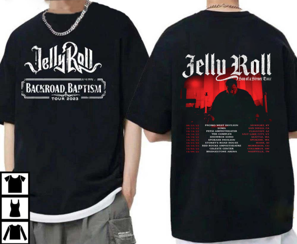 Jelly Roll 2023 Tour Shirt, Jelly Roll Backroad Baptism 2023 Tour Merch Jelly Roll Concert Tee, Jelly Roll Fans Shirt Sweatshirt Hoodie