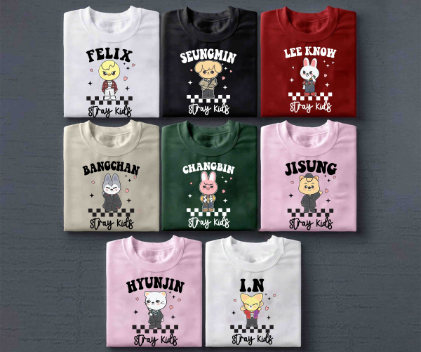 Stray Kids SkZoo Characters Sweatshirt | Bang Chan, Lee Know, Changbin, Hyunjin, Han, Felix, Seungmin, I.N | Wolf Chan, Leebit