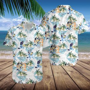 Bluey Beach Hawaii Shirts, Summer Shirt, Hawaiian Shirt, Bluey Hawaiian Shirt, Bluey Birthday, Kids Hawaiian Shirt, Funny Bluey Shirt