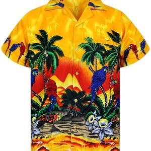 Unisex Tiki Parrot Hawaiian Shirt For Men & Women, Aloha Hawaiian Shirt Short Sleeve Hawaiian