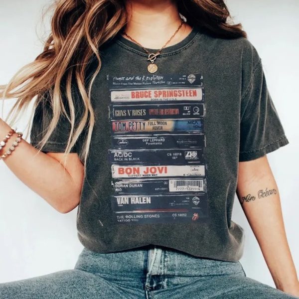 Rock Cassettes Tape Comfort Colors Printed T-Shirt, Rock Bands Shirt, Unisex tee, Vintage Feel, Graphic T-Shirt