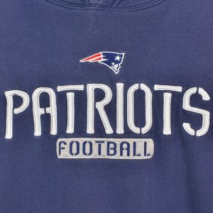 Vintage New England Patriots hoodie, 90s streetwear USA NFL American football long sleeve hood navy blue embroidered sweatshirt