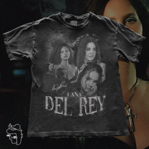 Lana Del Rey Merch T-shirt with lyrics from NFR, Lust for Life, Born to Die, and Paradise – Norman Rockwell design