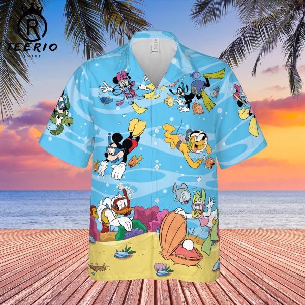 Disney Dive Mickey And Minnie Mouse Hawaiian Summer Shirt