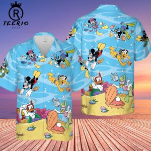 Disney Dive Mickey And Minnie Mouse Hawaiian Summer Shirt