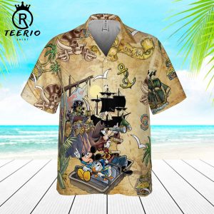 Retro Pirated Of The Caribbean Mickey And Friends Hawaiian Shirt