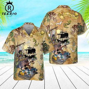 Retro Pirated Of The Caribbean Mickey And Friends Hawaiian Shirt