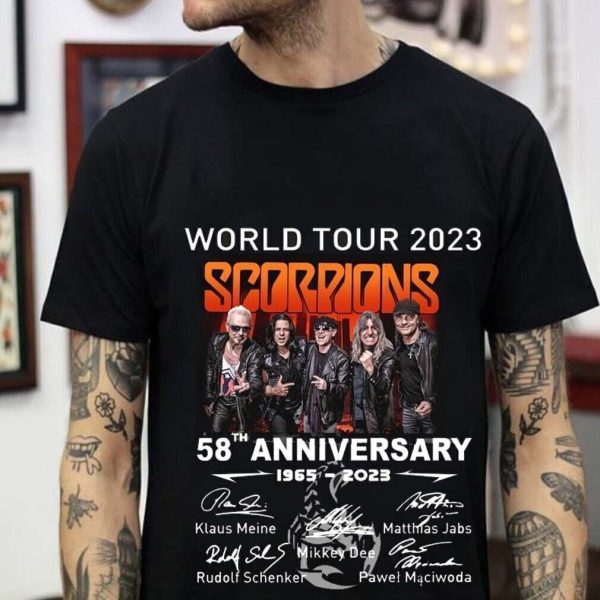 Scorpions World Tour 2023 58th Anniversary 1965 2023 Signatures Unisex T Shirt