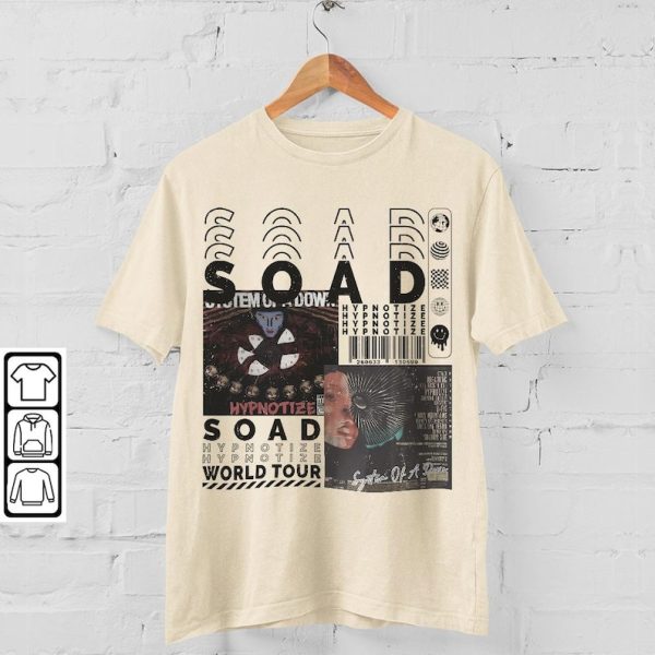 System Of A Down Music Shirt, Sweatshirt Y2K Merch Vintage SOAD World Tour 2023 Album Hypnotize Graphic Tee 90s Hoodie