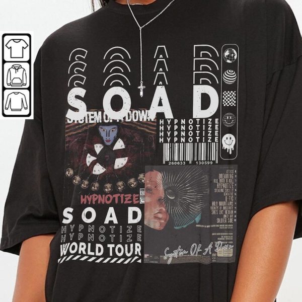 System Of A Down Music Shirt, Sweatshirt Y2K Merch Vintage SOAD World Tour 2023 Album Hypnotize Graphic Tee 90s Hoodie