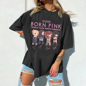 BLACKPINK BornPink Chibi Shirt, BlackPink BornPink World Tour Shirt,Black Pink Pink Venom Shirt,BlackPink Born Pink Vintage 90s Style Tees