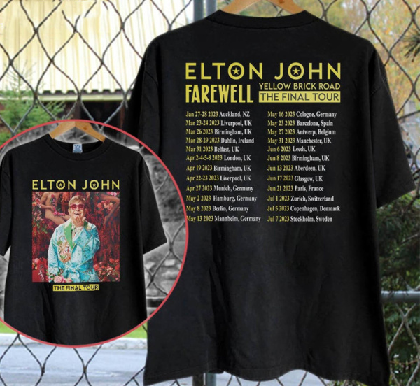 Elton John Tour Dates 2023 Shirt, Trendy Farewell World Tour Sweater Crewneck