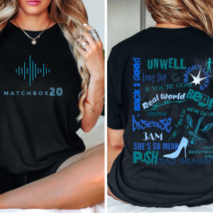 Matchbox 20 Two Sided Concert Shirt | Tshirt for Concert Tracklist | Slow Dreams Tour Tee | Matchbox 20 Oversized Size Fan Gift Merch